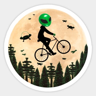 Funny alien rider Sticker